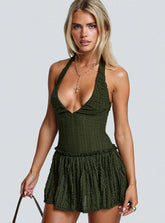 Mixie Halter Playsuit Olive Green
